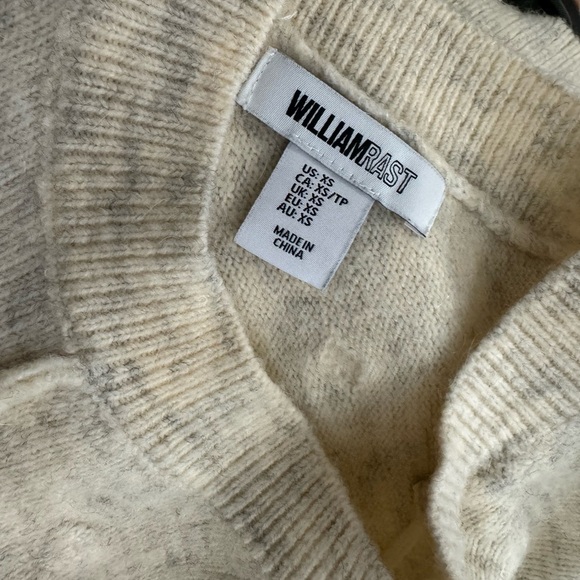 WILLIAM RAST  Oatmeal Grey Back V Neck Sweater Polka Dot Alpaca Womens XS - Picture 5 of 6